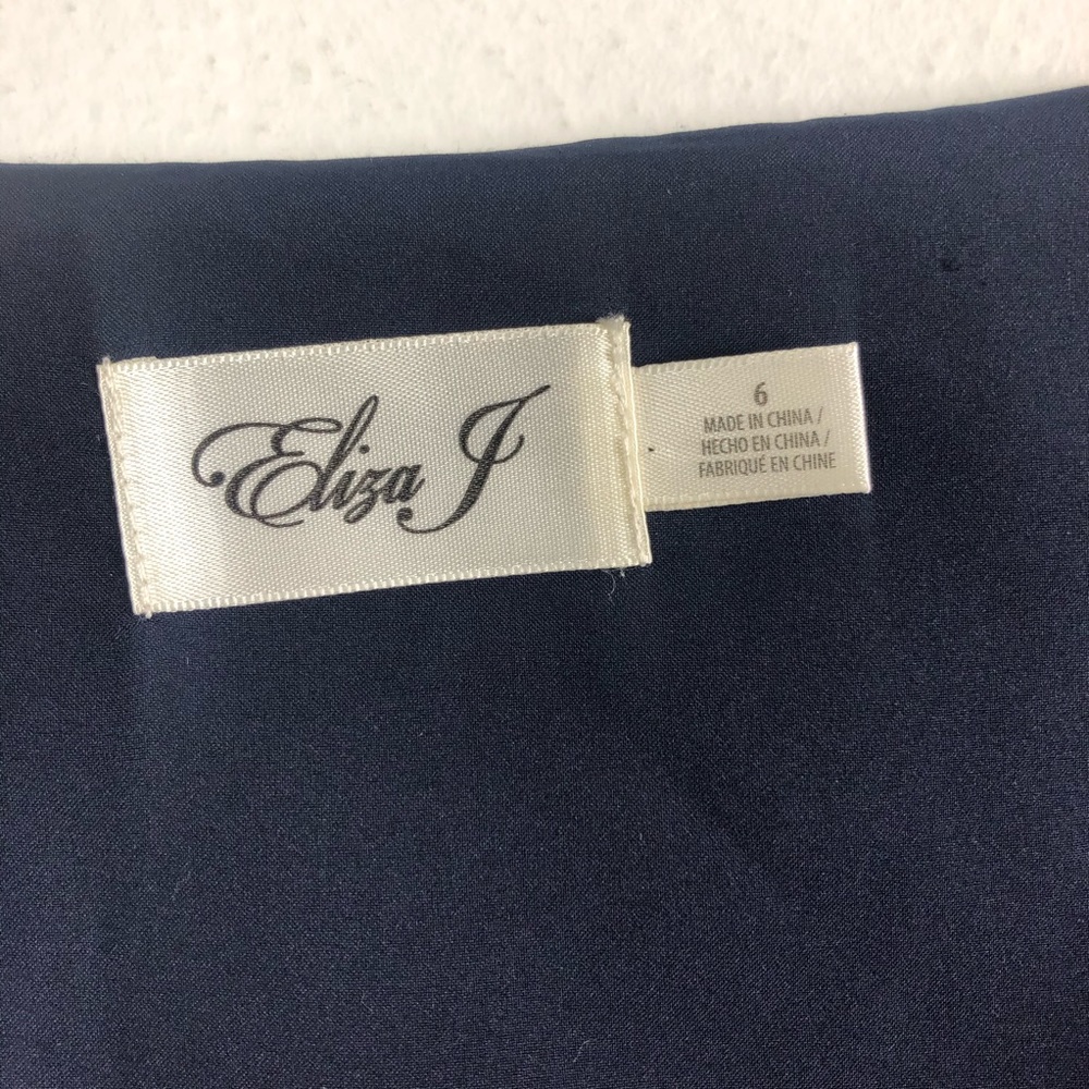 Eliza J Ruffle Peplum Navy Cap Sleeve Sheath Dress - Picture 7 of 9